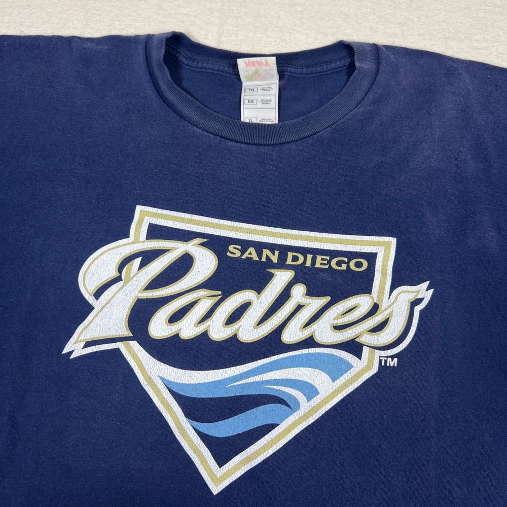 Y2K San Diego Padres Shirt Mens XL Navy Blue Sand MLB Faded Baseball